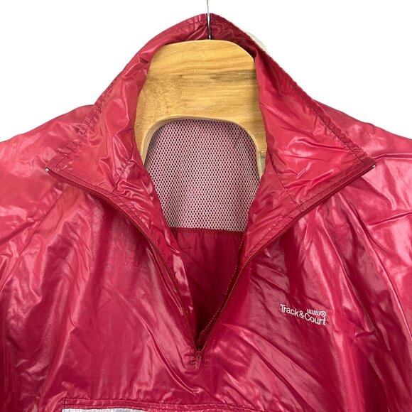 Vintage Track & Court Tennis Jacket Men L Red & White Windbreaker Reflective - Picture 12 of 14